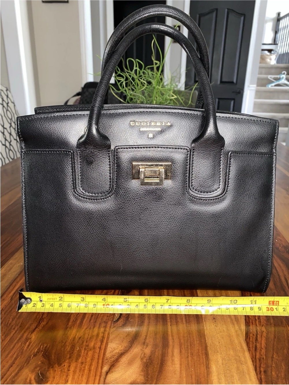 Cuoieria Black Leather Structured Satchel